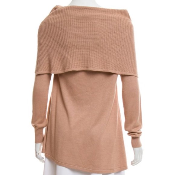CO. Blush Pink Off-The-Shoulder Cowl Neck Sweater, Size Small - Picture 3 of 4